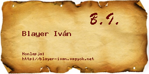 Blayer Iván névjegykártya